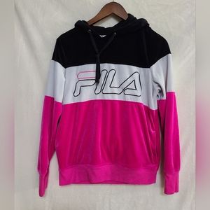 Fila Women's Pink & Black & White Hoodie Size M